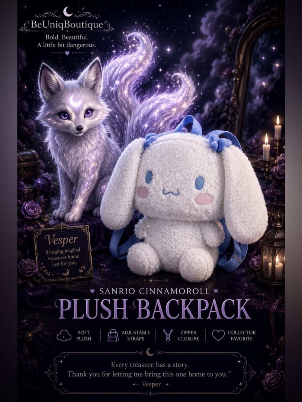 NWT Sanrio Cinnamoroll Plush Mini Backpack Soft Fuzzy Hello Kitty Friends